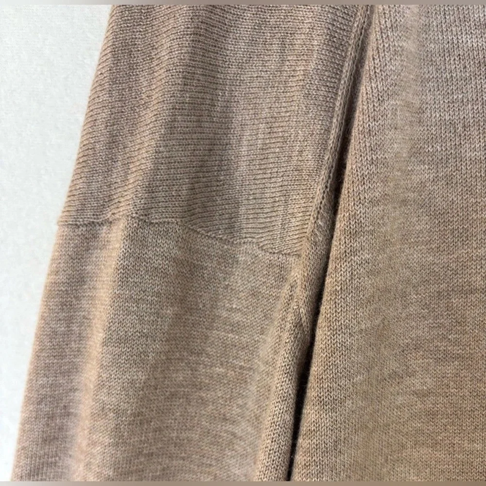 CASHMERE Wool Cardigan Sweater‎ Brown Beige Tan Neutral Long Open Front Small